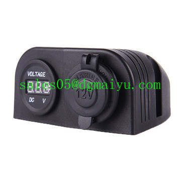 12-24V Car Cigar Power Socket with LED Voltmeter